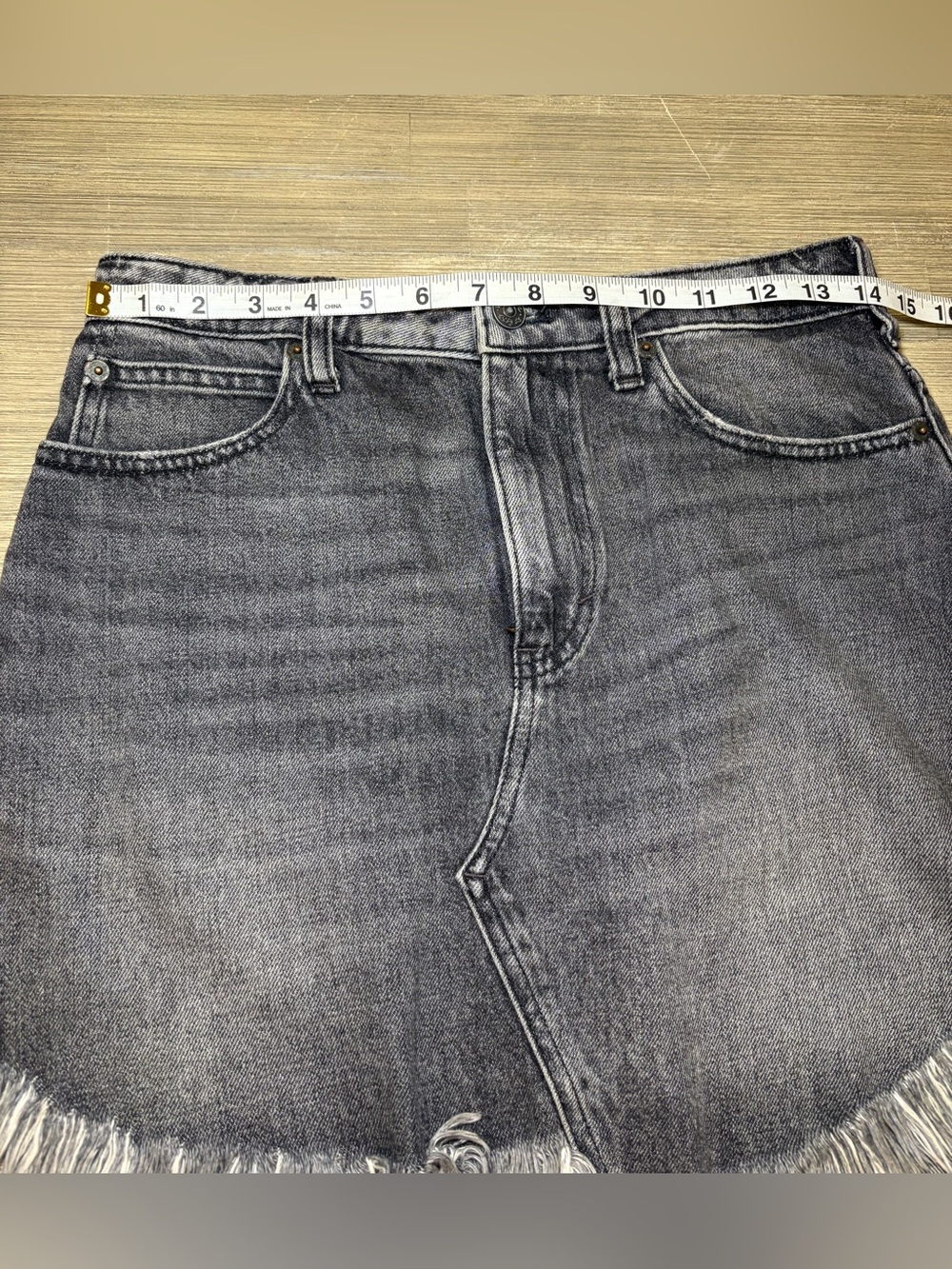We the Free Bailey Fringe Denim Mini Skirt in Western Washed Black size 27 - Picture 7 of 8